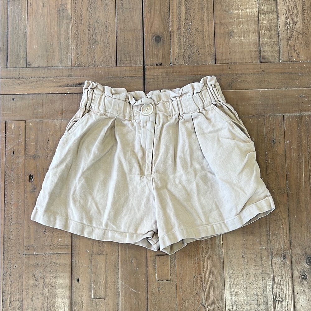 Zara tan paper bag shorts